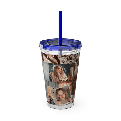 Sabrina Carpenter Peachy Princess Collage Sunsplash Tumbler with Straw