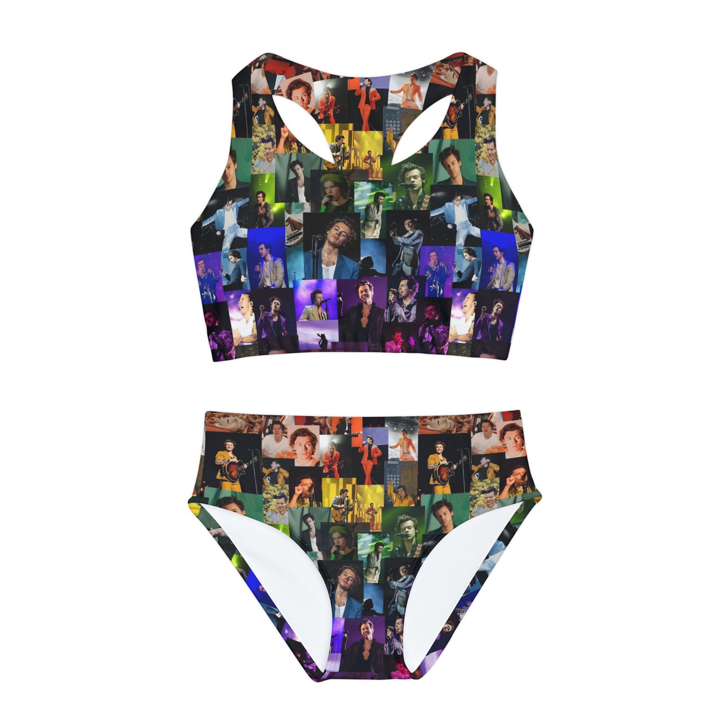 Harry Styles Rainbow Photo Collage Girls Two Piece Swimsuit