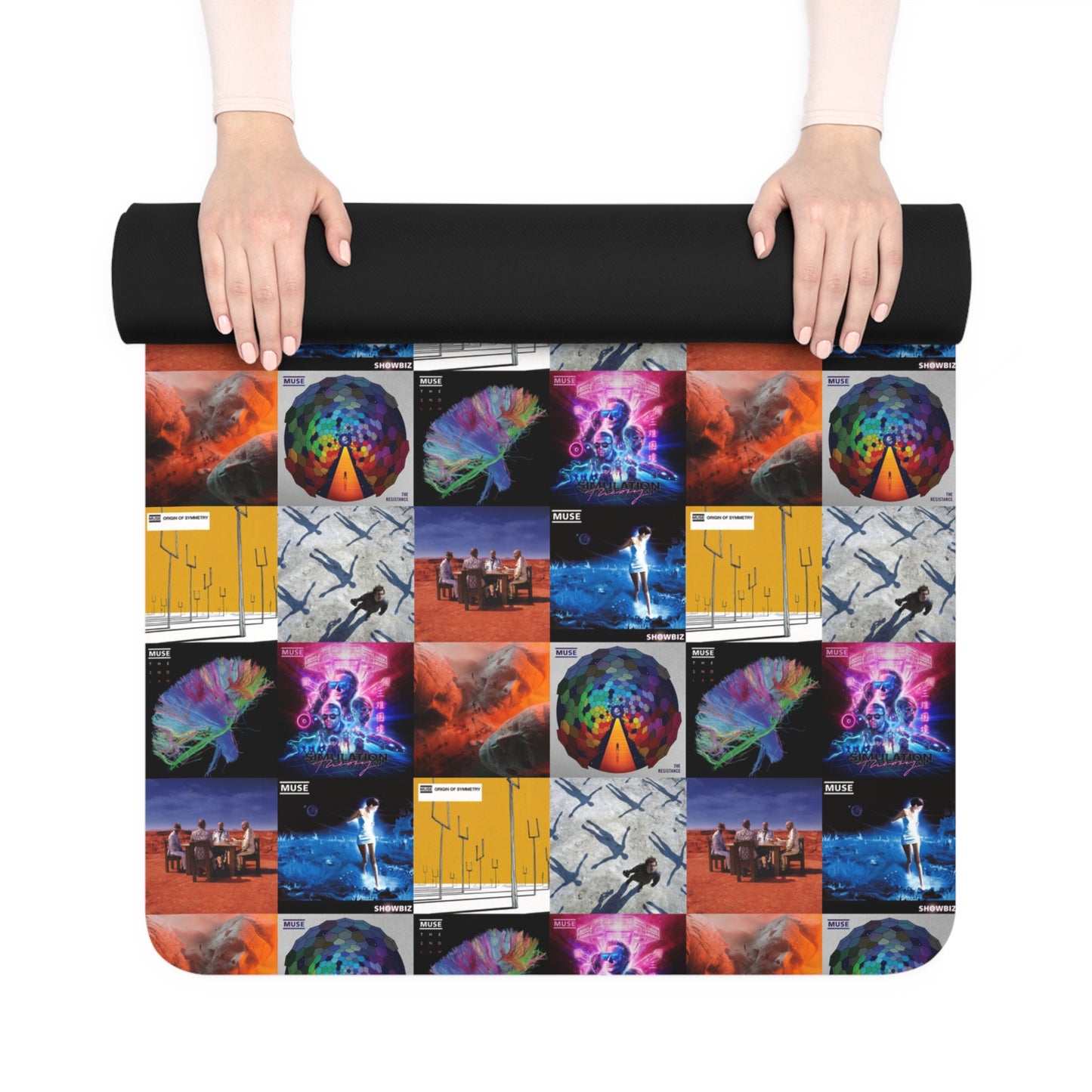 Muse Album Cover Collage Rubber Yoga Mat