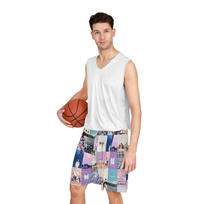 BTS Pastel Aesthetic Collage Basketball Shorts