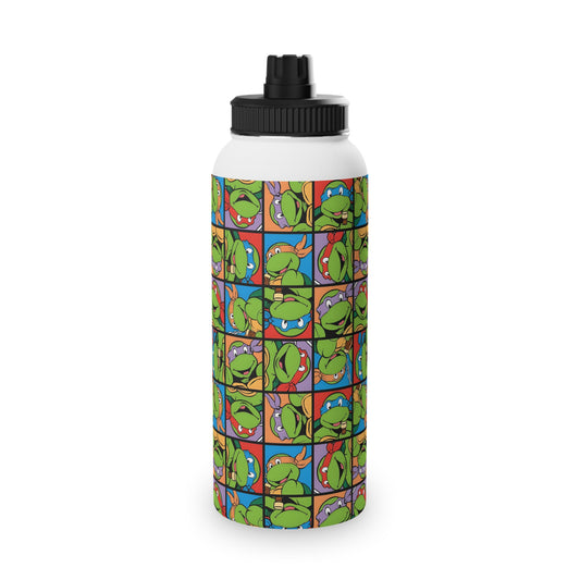 TMNT Turtle Toon Montage Stainless Steel Water Bottle with Sports Lid
