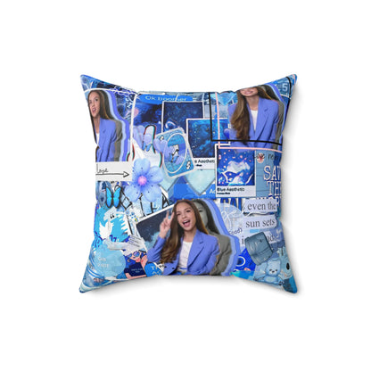 Olivia Rodrigo Blue Aesthetic Collage Spun Polyester Square Pillow