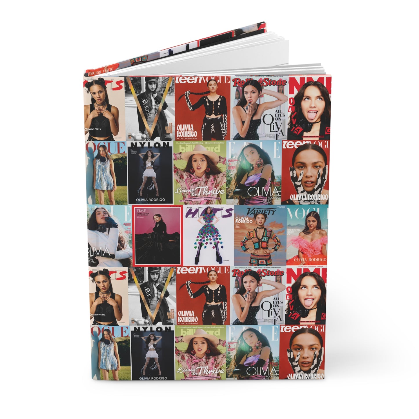 Olivia Rodrigo Magazine Cover Collage Pattern Hardcover Journal