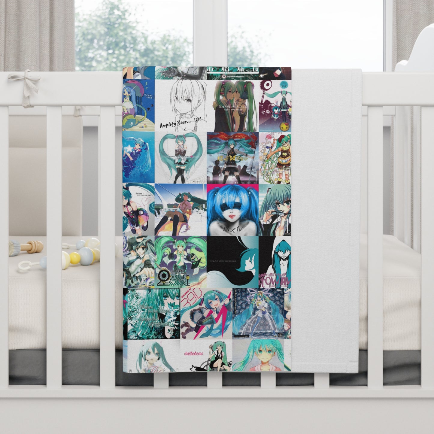 Hatsune Miku Album Cover Collage Soft Fleece Baby Blanket