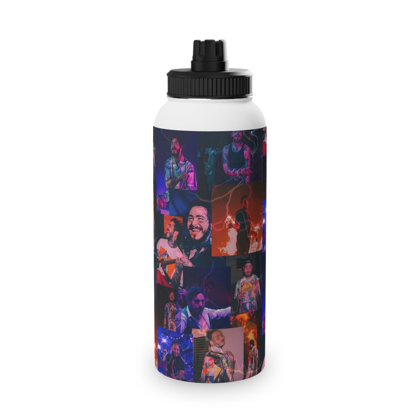 Post Malone Lightning Photo Collage Stainless Steel Sports Lid Water Bottle