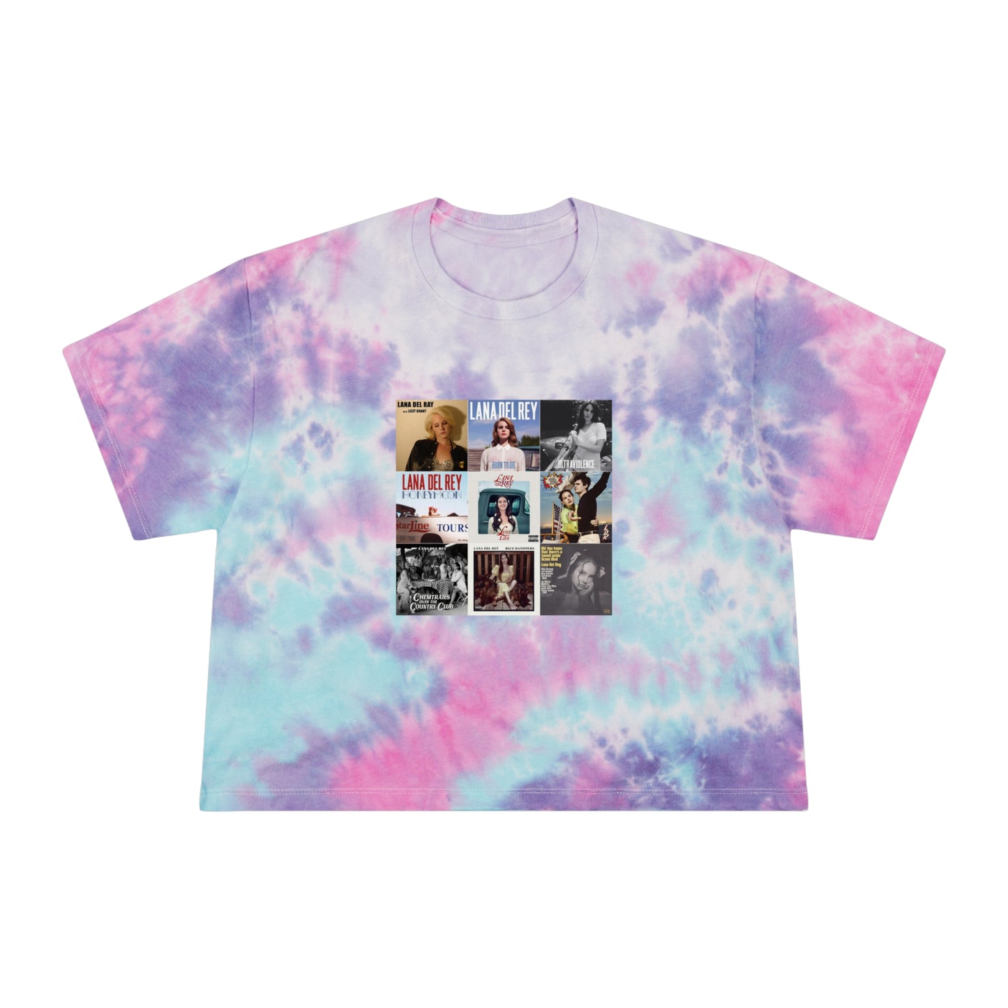 Lana Del Rey Album Cover Collage Women's Tie-Dye Crop Tee