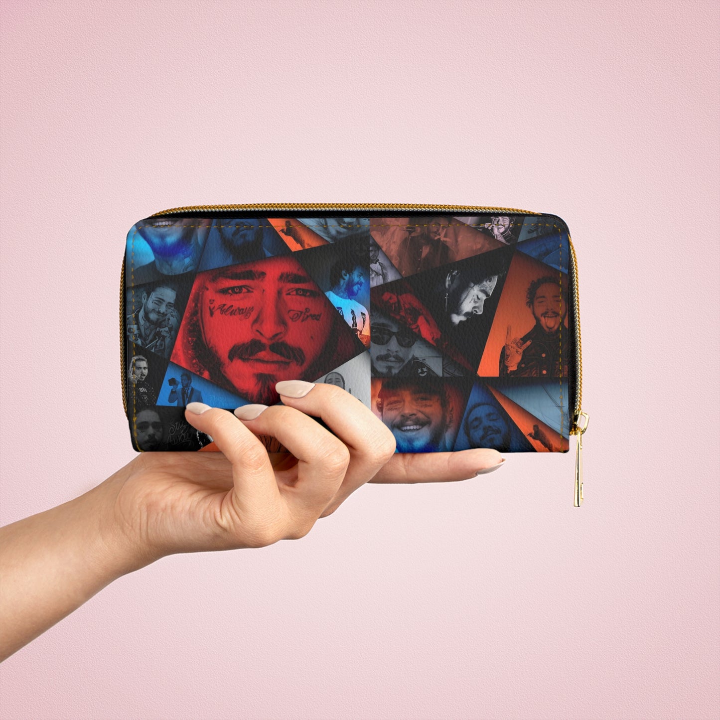 Post Malone Crystal Portaits Collage Zipper Wallet