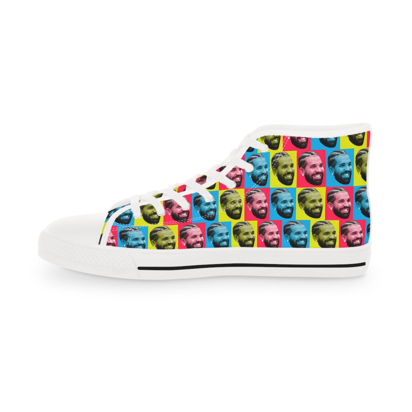 Drake Colored Checker Faces Men's High Top Sneakers