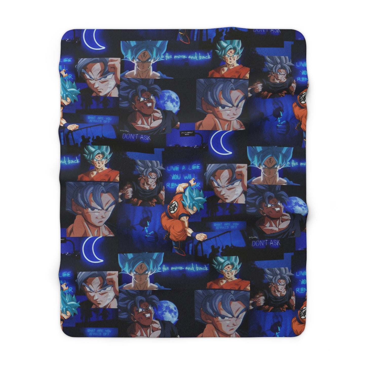 Dragon Ball Z Saiyan Moonlight Collage Sherpa Fleece Blanket