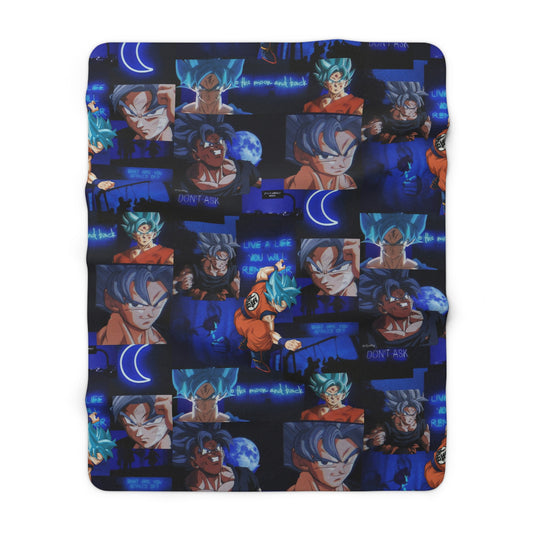 Dragon Ball Z Saiyan Moonlight Collage Sherpa Fleece Blanket