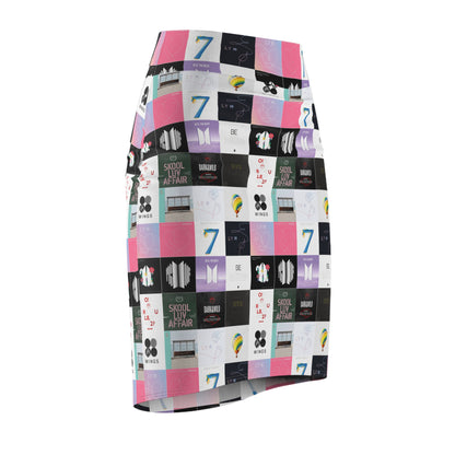 BTS Album Cover Art Collage Women's Pencil Skirt