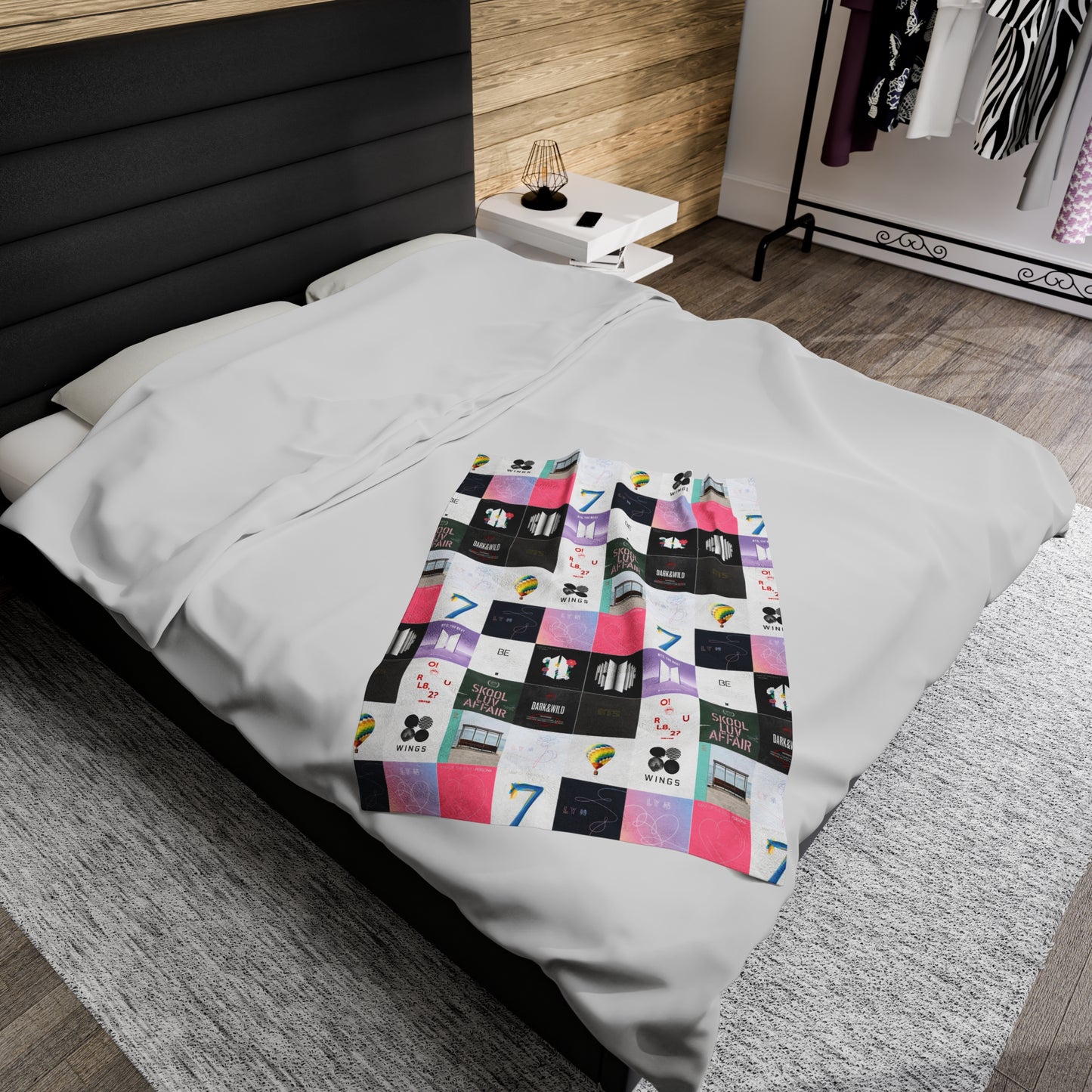 BTS Album Cover Art Collage Velveteen Plush Blanket