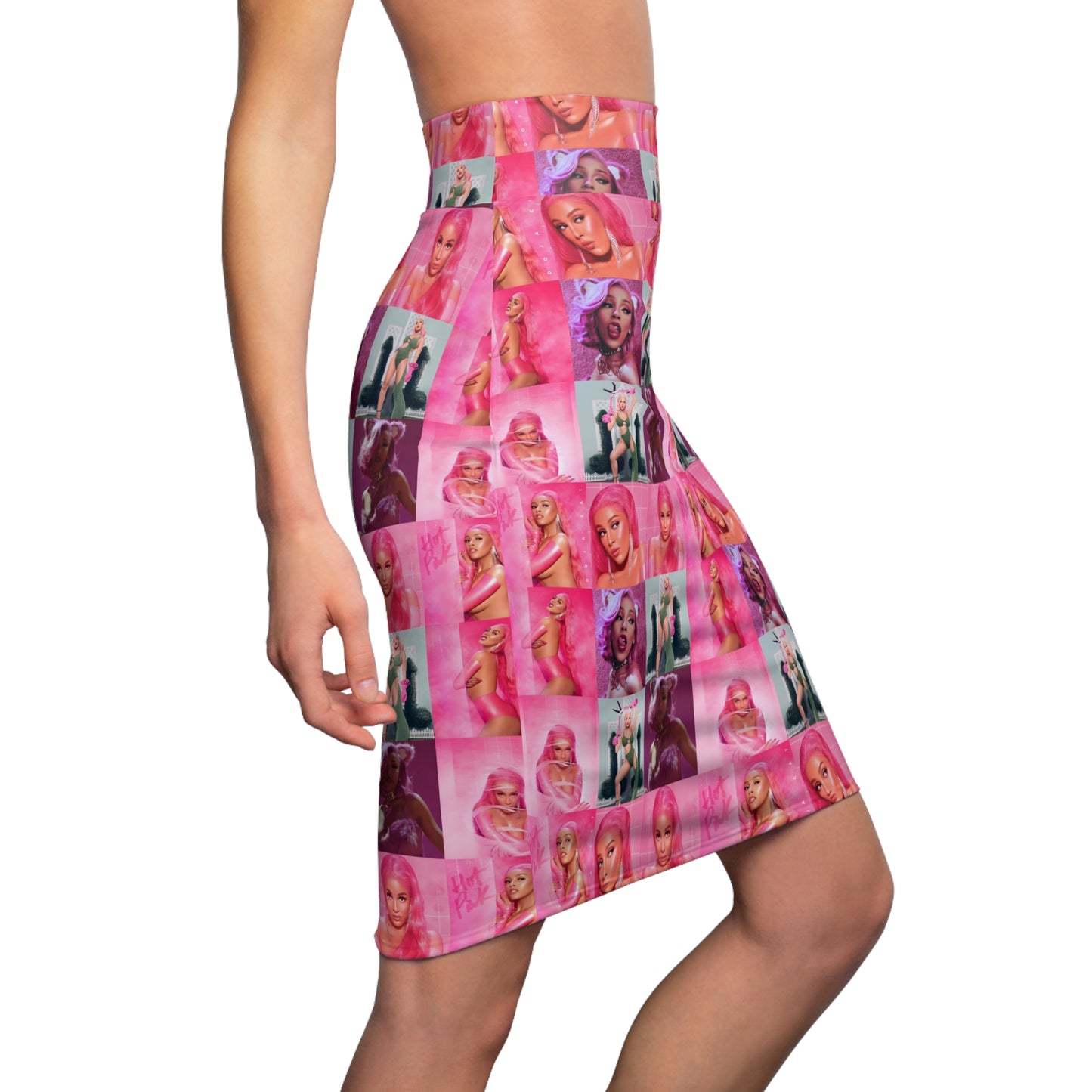 Doja Cat Hot Pink Mosaic Women's Pencil Skirt