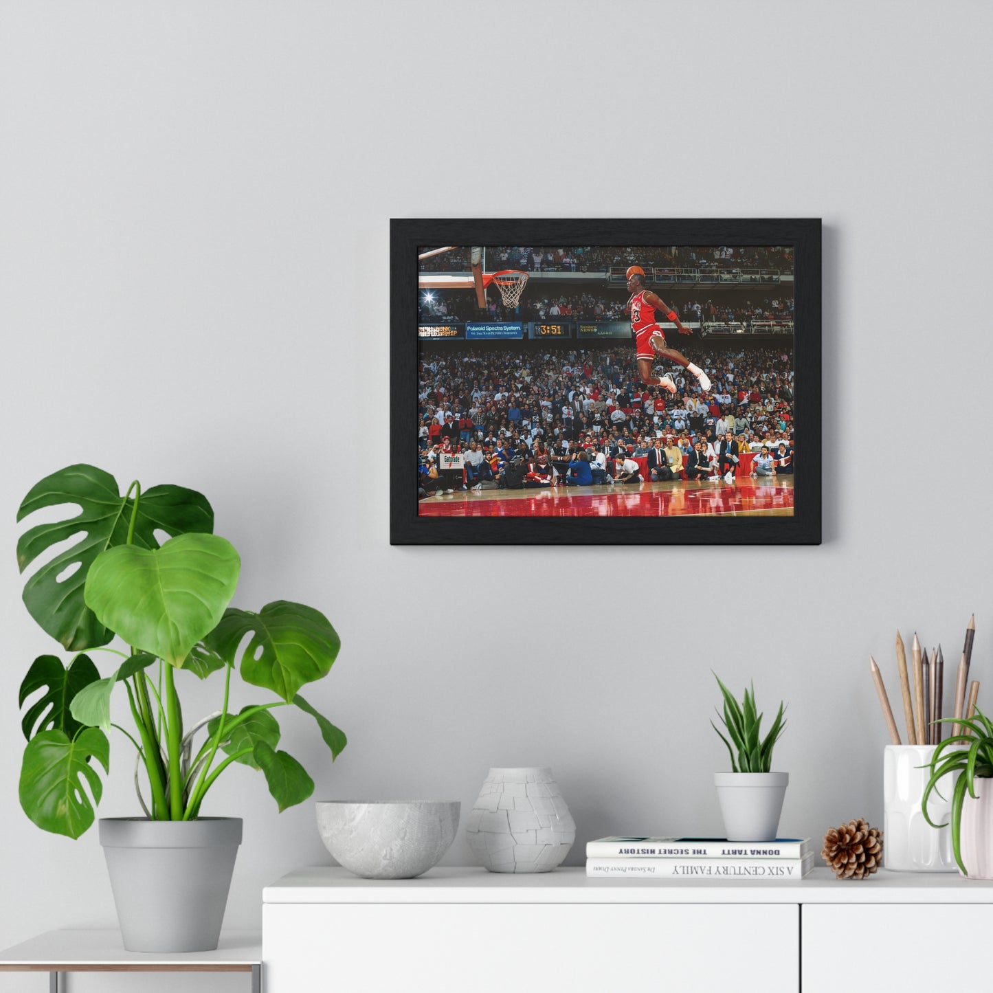 Michael Jordan Free Throw Line Slam Dunk Premium Framed Horizontal Poster