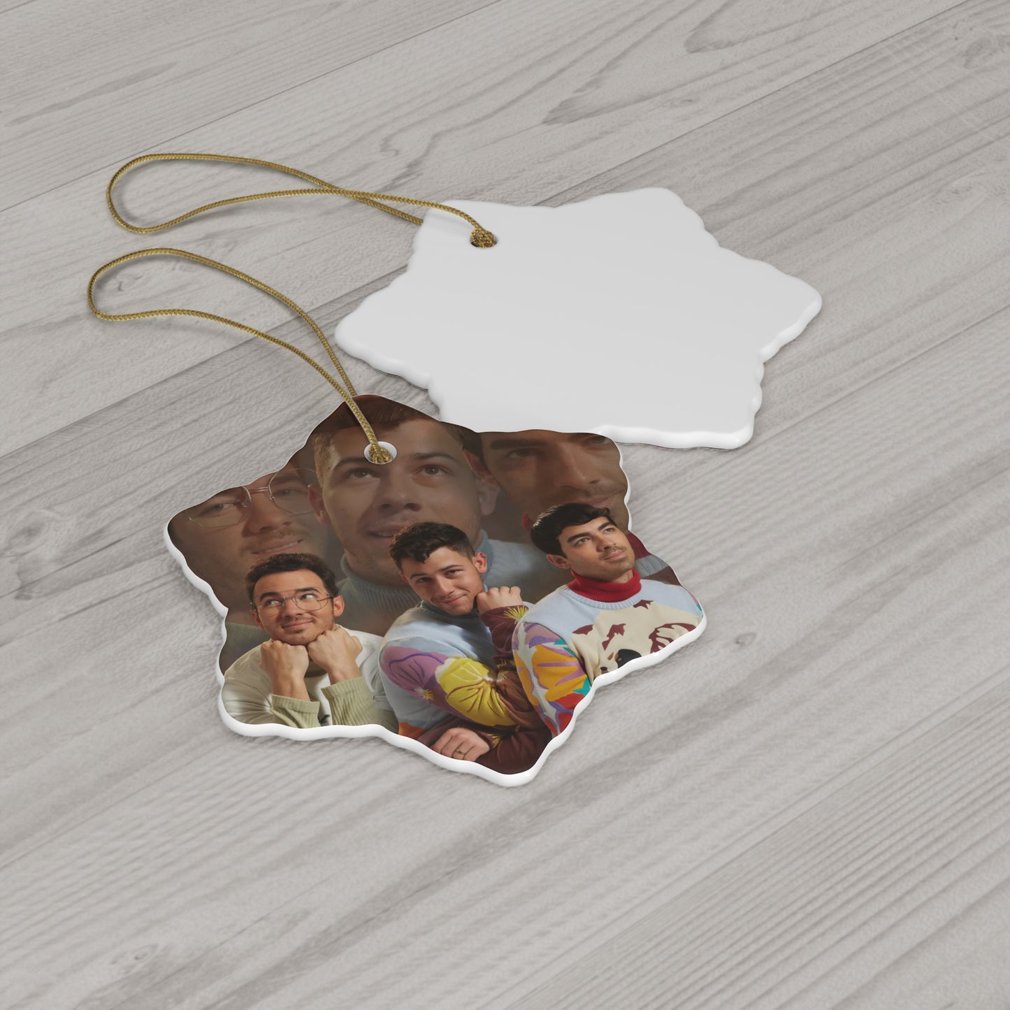 Jonas Brothers Ugly Sweater Photo Ceramic Ornament