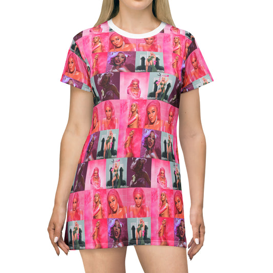 Doja Cat Hot Pink Mosaic T-Shirt Dress