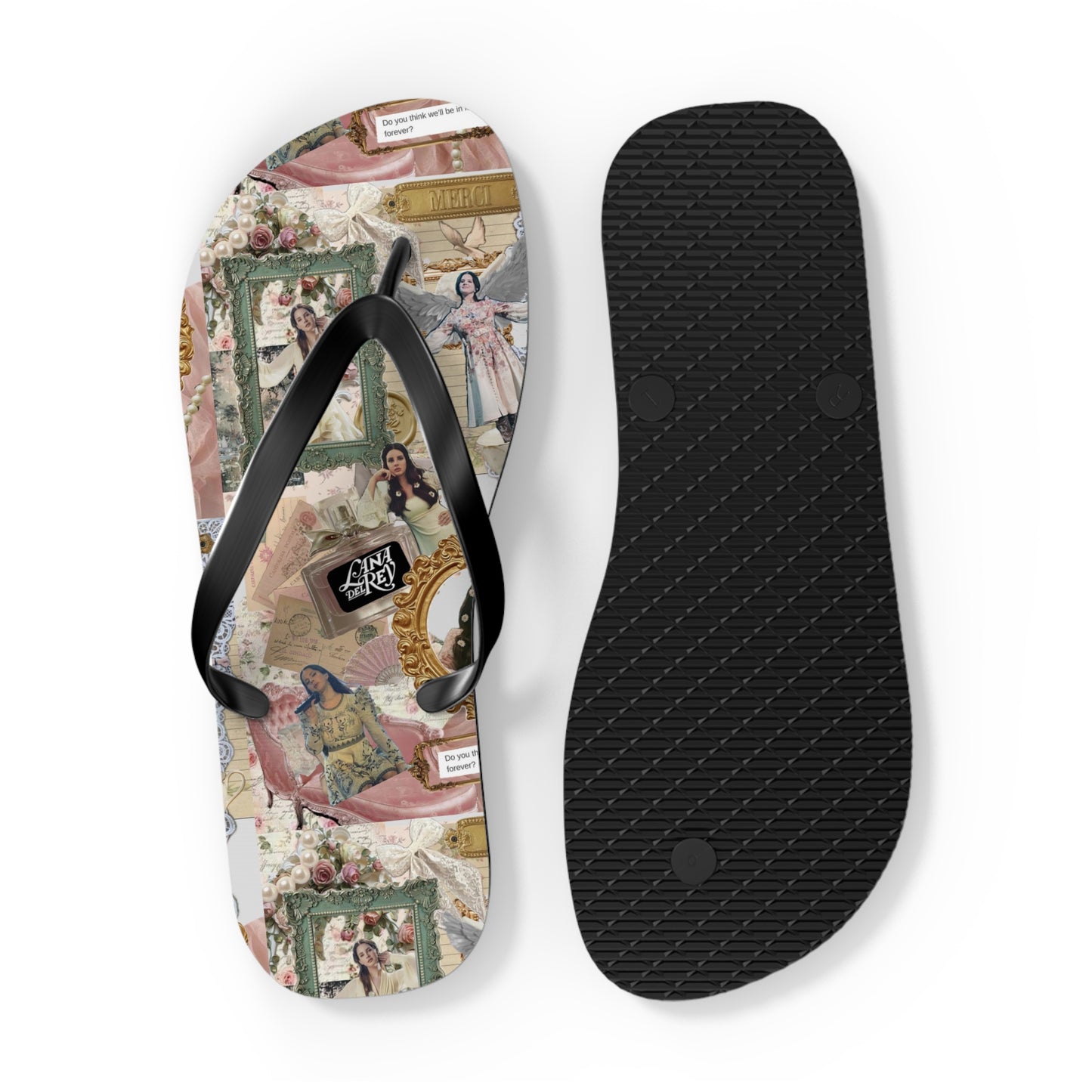 Lana Del Rey Victorian Collage Flip Flops