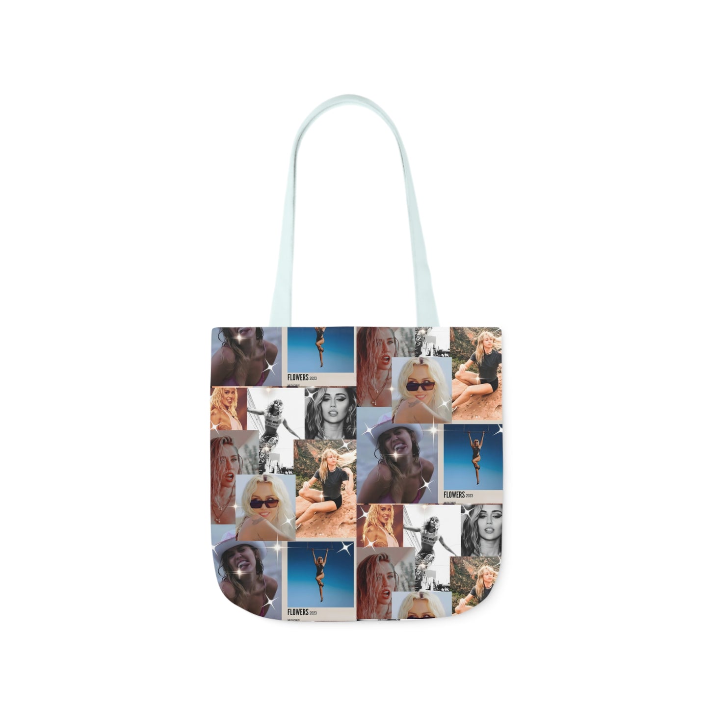 Miley Cyrus Flowers Photo Collage Polyester Canvas Tote Bag