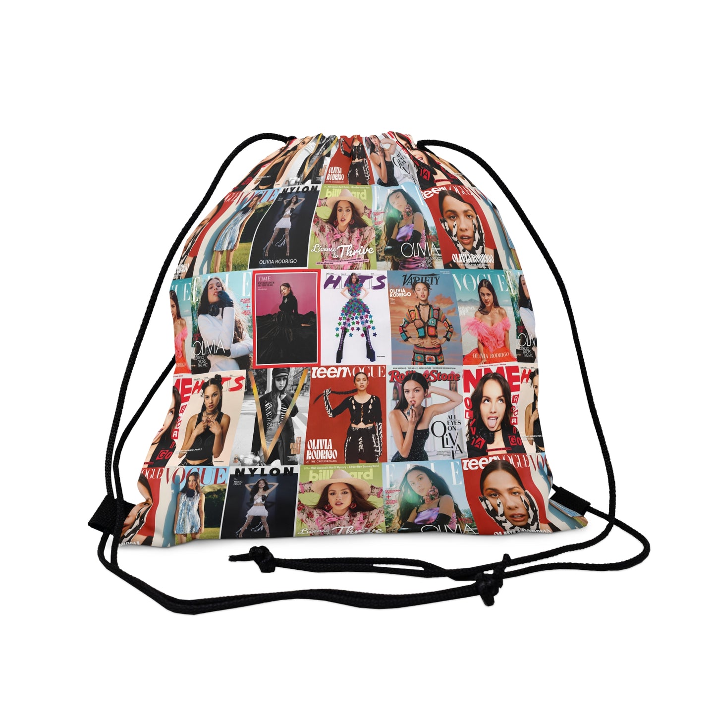 Olivia Rodrigo Magazine Cover Collage Pattern Outdoor Drawstring Bag