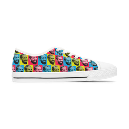 Drake Colored Checker Faces Women's Low Top Sneakers