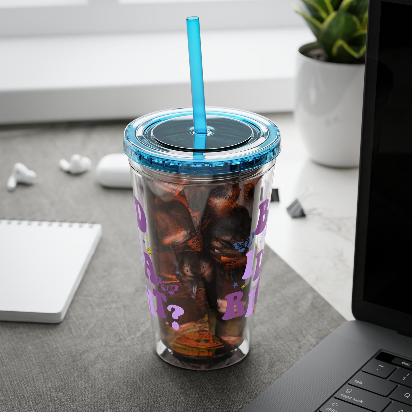 Olivia Rodrigo Bad Idea Right? Sunsplash Tumbler with Straw