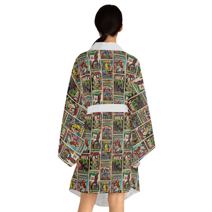 Marvel Comic Book Cover Collage Long Sleeve Kimono Robe