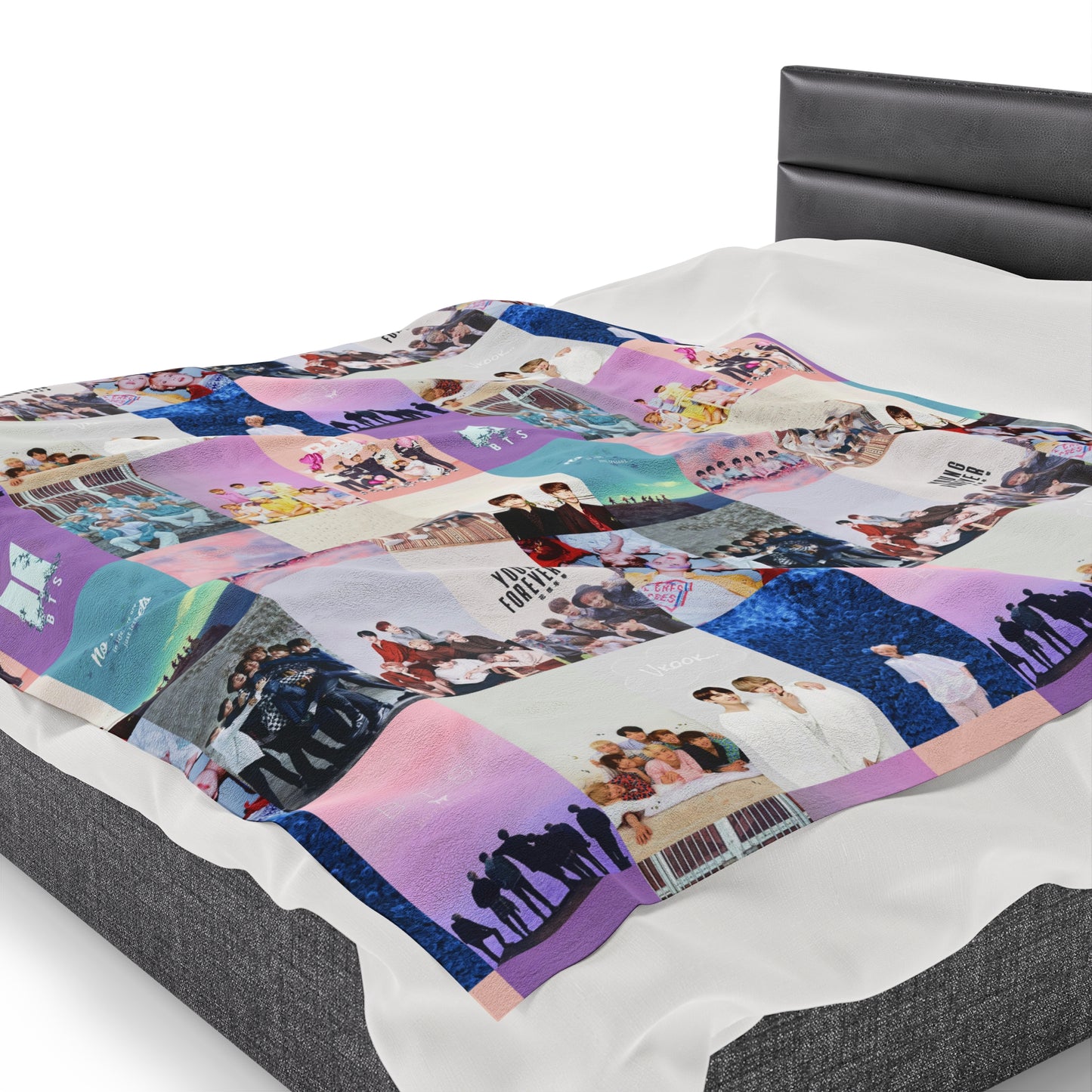 BTS Pastel Aesthetic Collage Velveteen Plush Blanket