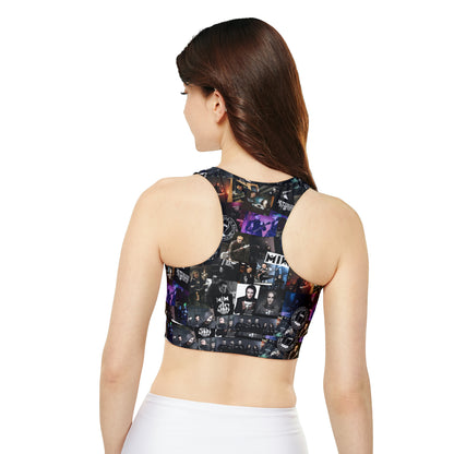 Motionless In White Photo Collage Fully Lined Padded Sports Bra