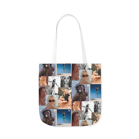 Miley Cyrus Flowers Photo Collage Polyester Canvas Tote Bag