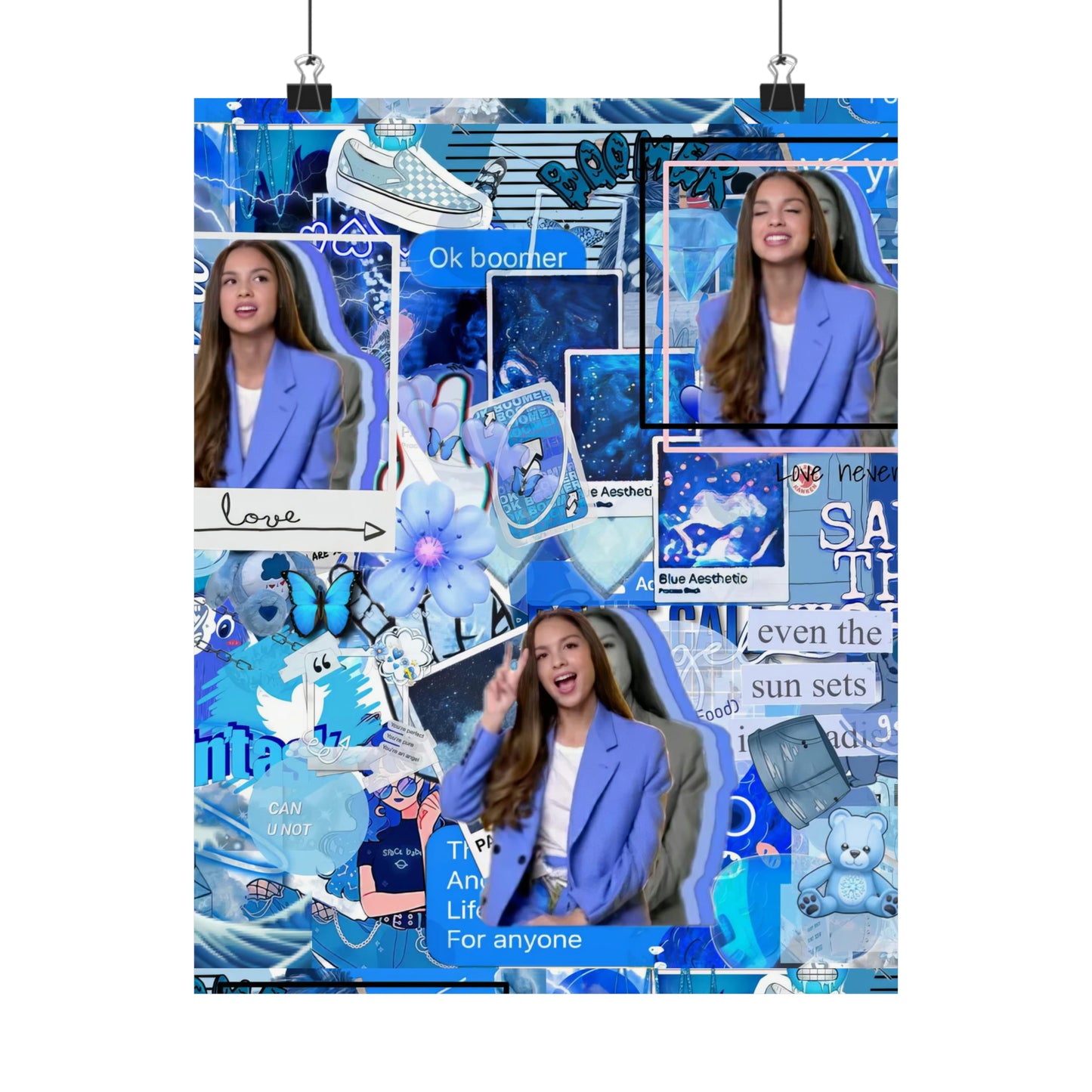 Olivia Rodrigo Blue Aesthetic Collage Matte Poster