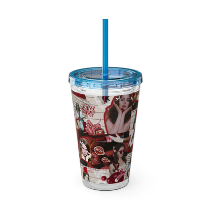 Lana Del Rey Cherry Coke Collage Sunsplash Tumbler with Straw