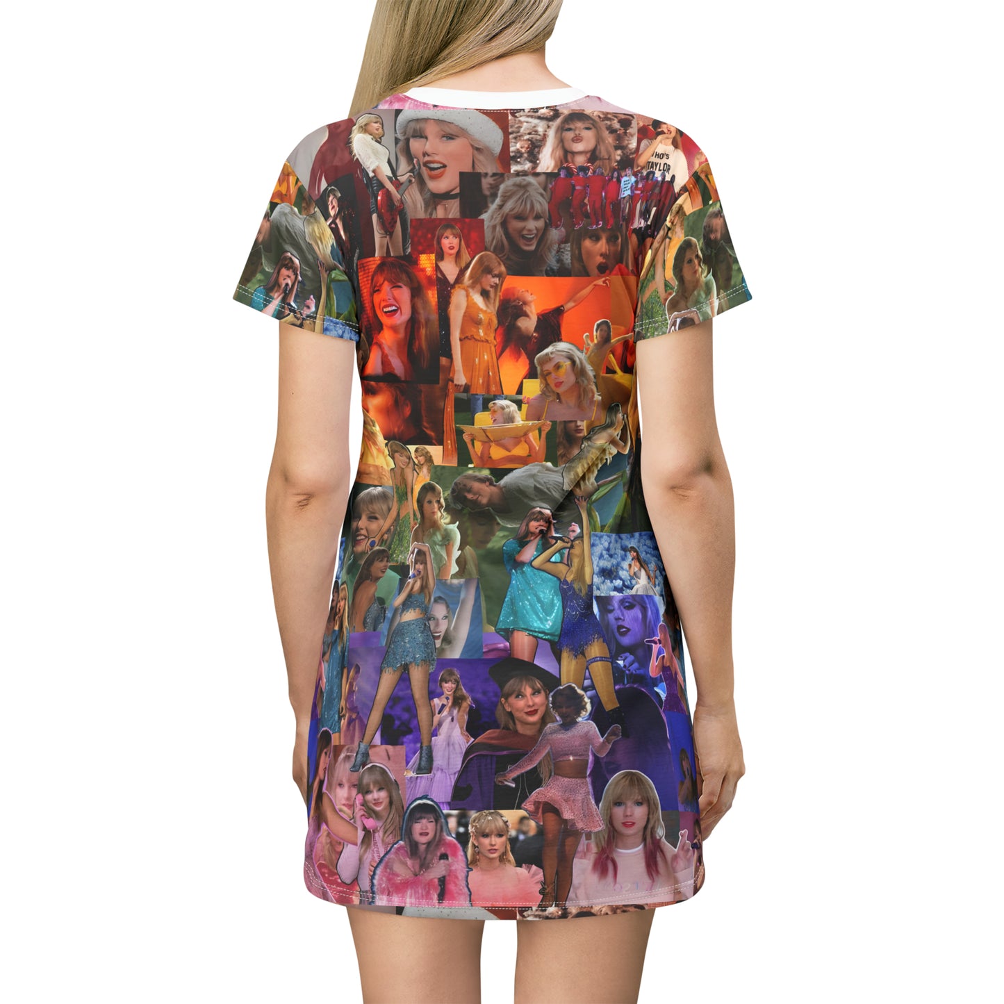 Taylor Swift Rainbow Photo Collage T-Shirt Dress