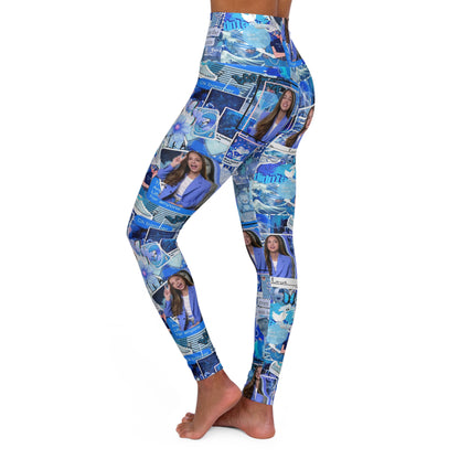 Olivia Rodrigo Blue Aesthetic Collage High Waisted Yoga Leggings