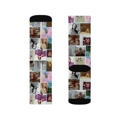 Taylor Swift Album Art Collage Pattern Tube Socks