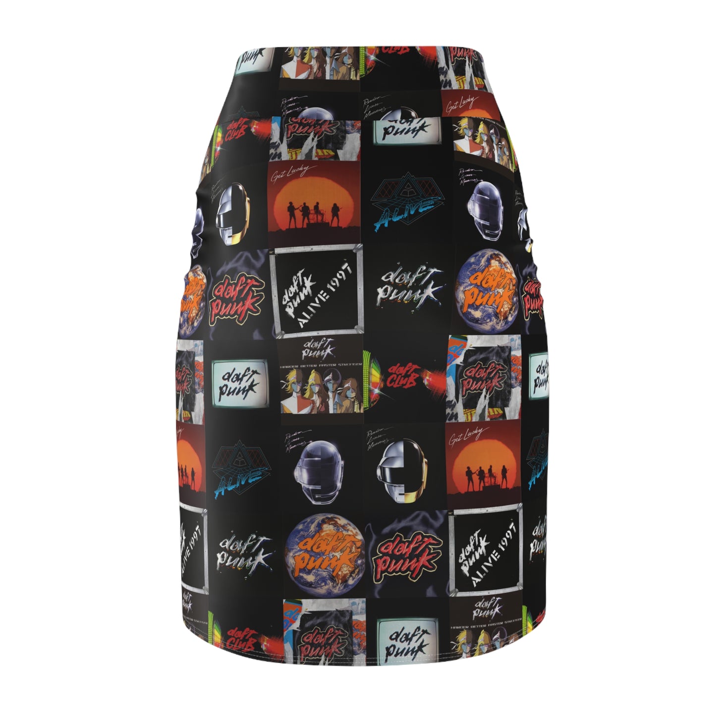 Daft Punk Album Cover Art Collage Women's Pencil Skirt