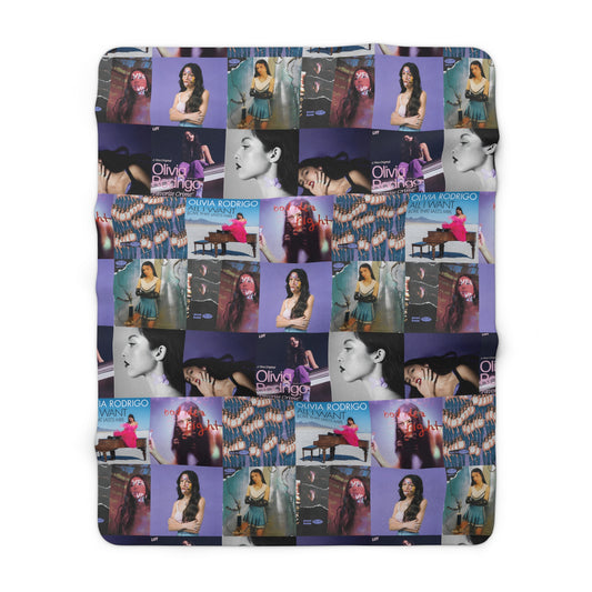 Olivia Rodrigo Album Cover Art Collage Sherpa Fleece Blanket