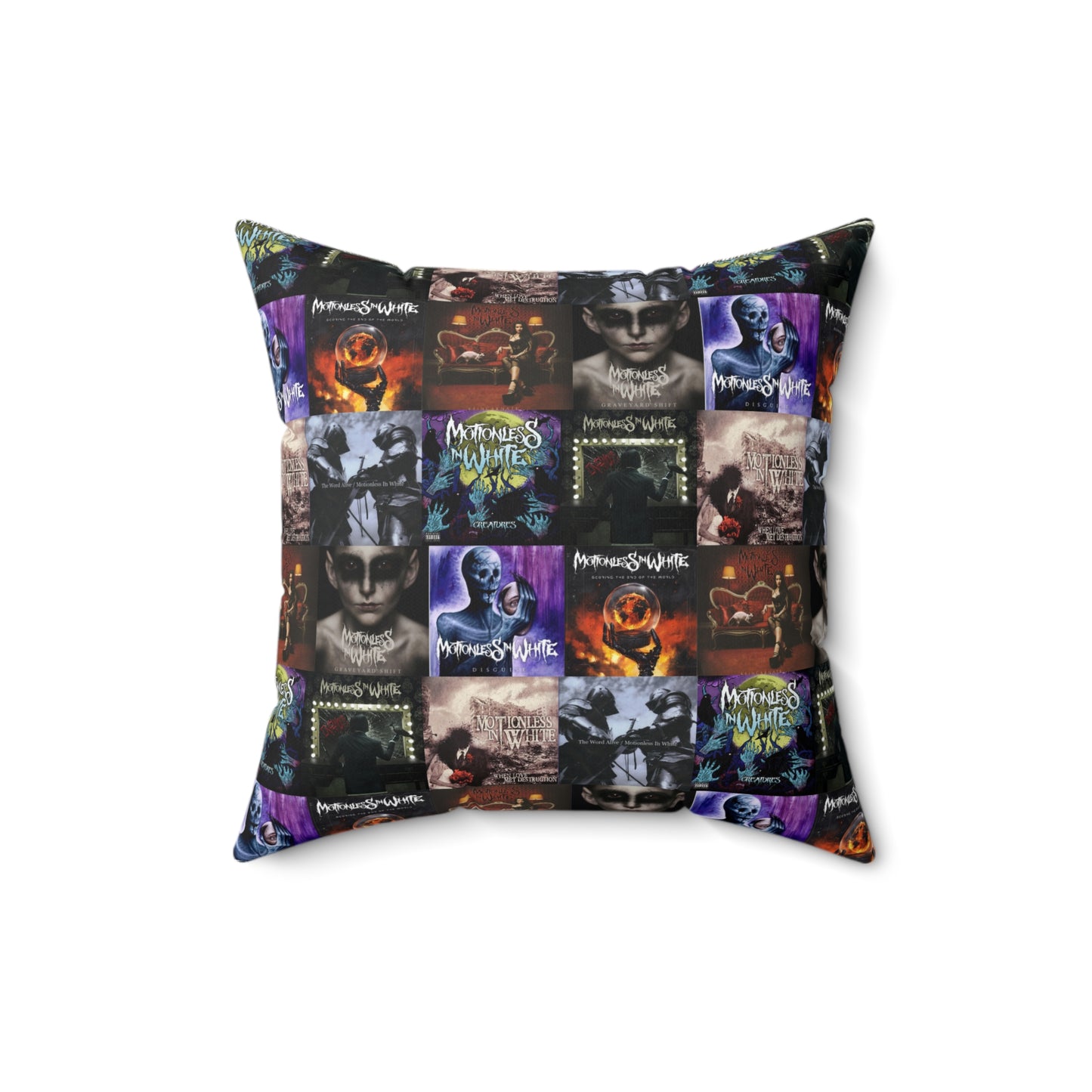Motionless In White Album Cover Collage Spun Polyester Square Pillow
