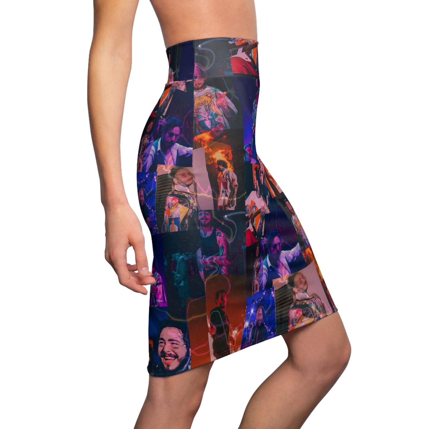 Post Malone Lightning Photo Collage Women's Pencil Skirt