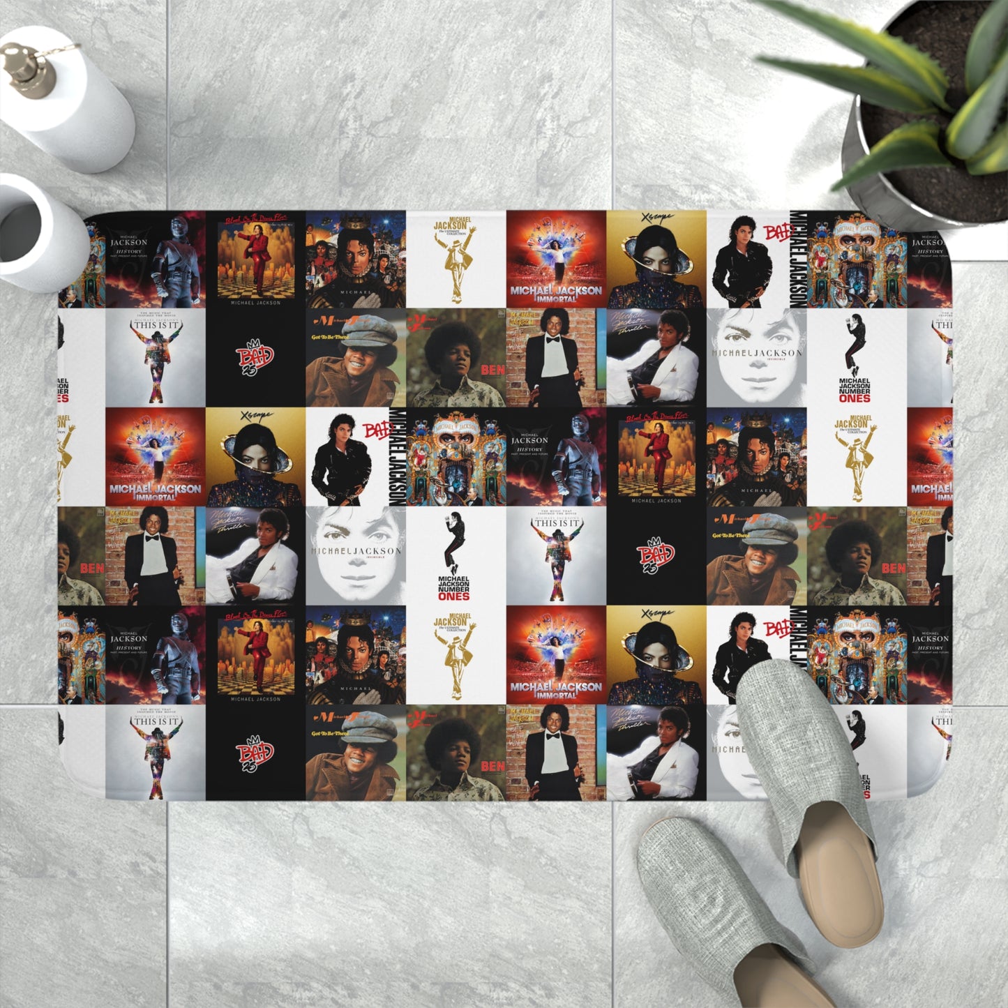 Michael Jackson Album Cover Collage Memory Foam Bath Mat