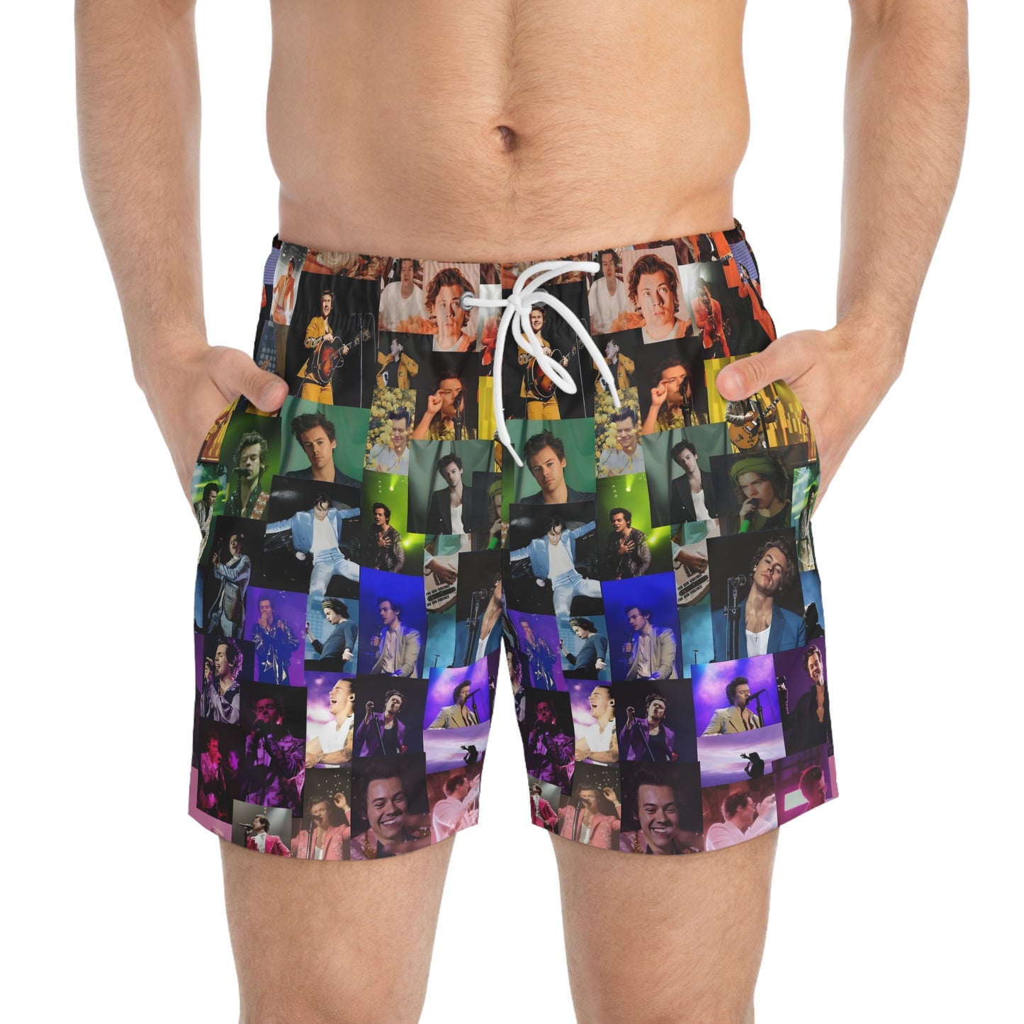 Harry Styles Rainbow Photo Collage Men's Swim Trunks
