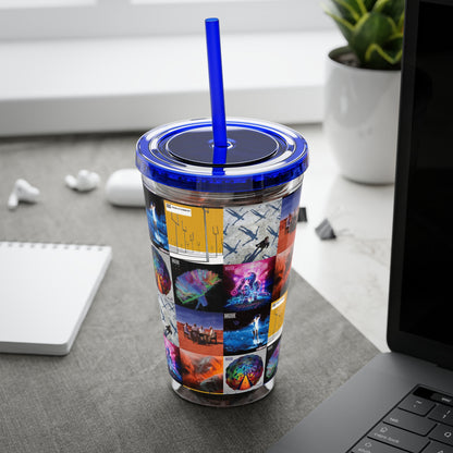 Muse Album Cover Collage Sunsplash Tumbler with Straw