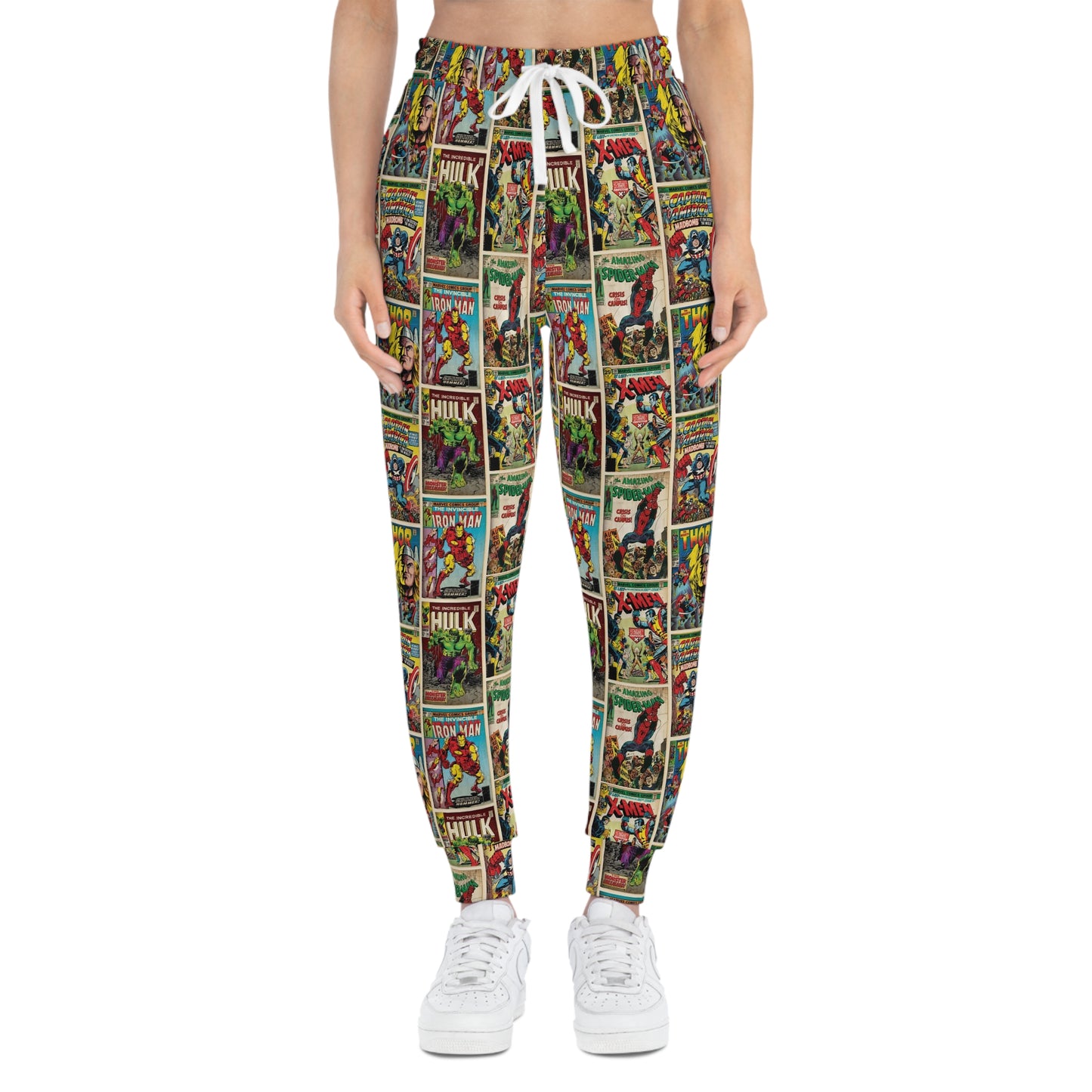 Marvel Comic Book Cover Collage Athletic Jogger Sweatpants