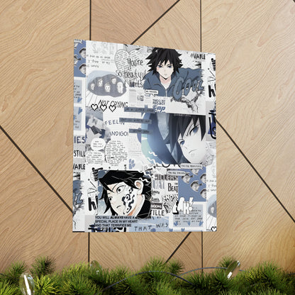 Demon Slayer Giyu Aesthetic Collage Matte Vertical Poster