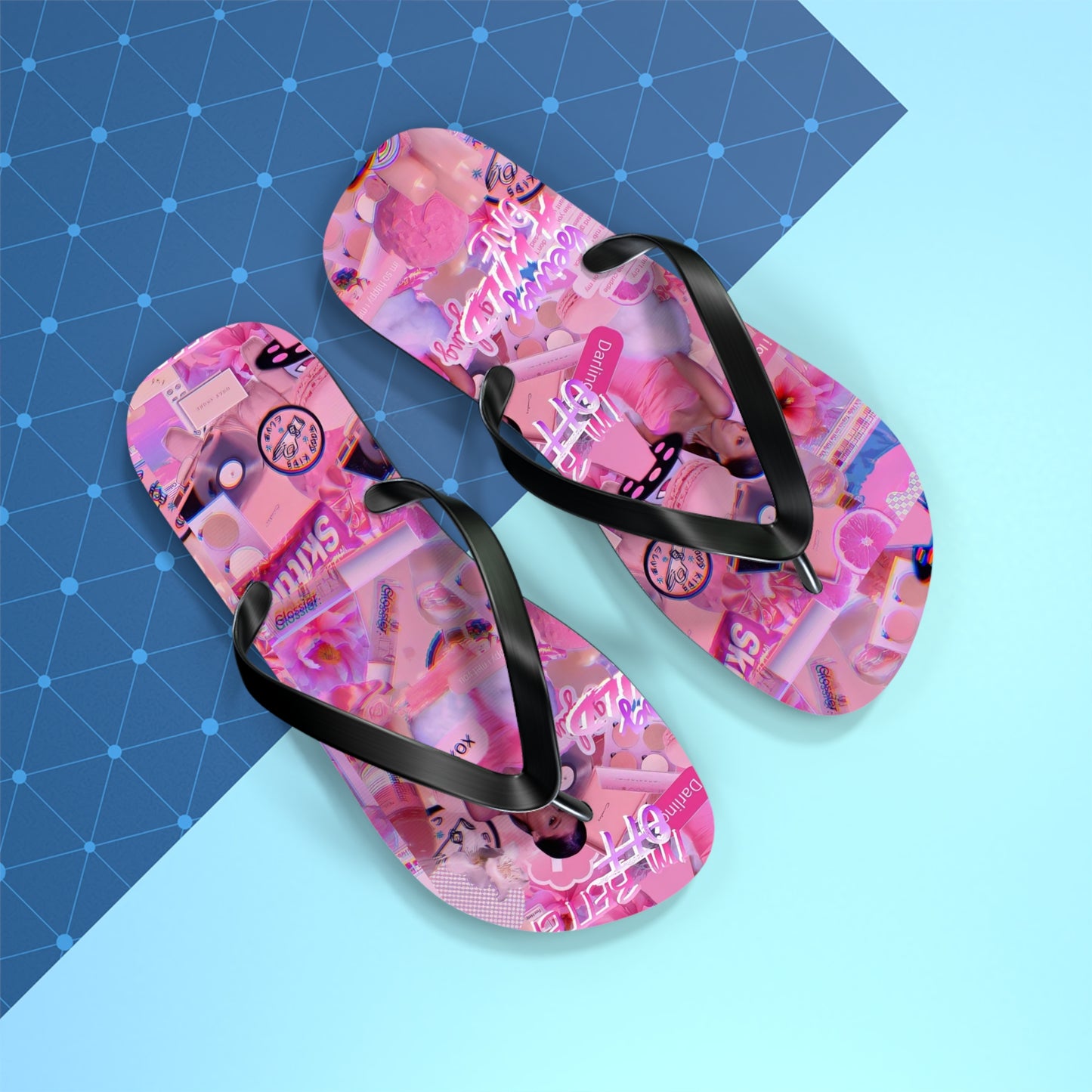 Ariana Grande Purple Vibes Collage Flip Flops