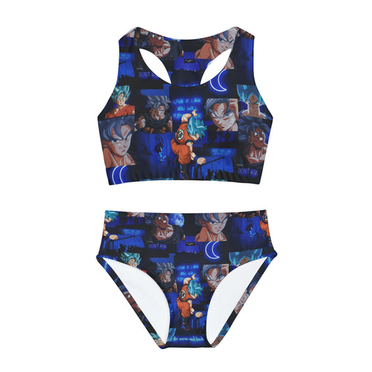 Dragon Ball Z Saiyan Moonlight Collage Girls Two Piece Swimsuit