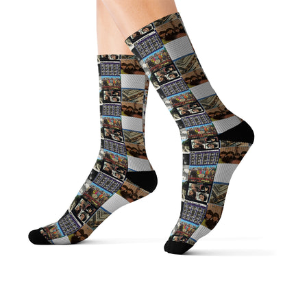 The Beatles Album Cover Collage Tube Socks