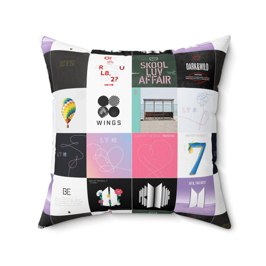 BTS Album Cover Art Collage Spun Polyester Square Pillow