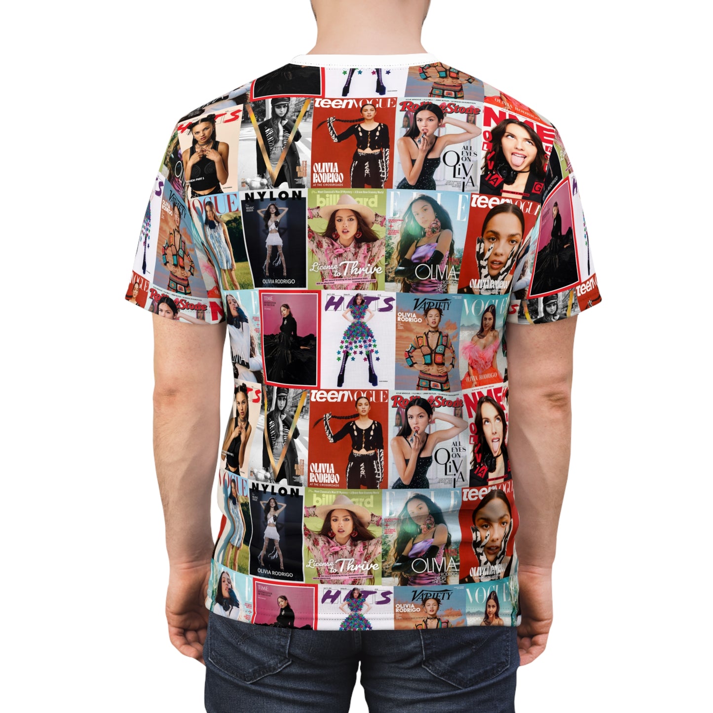 Olivia Rodrigo Magazine Cover Collage Pattern Unisex Tee Shirt