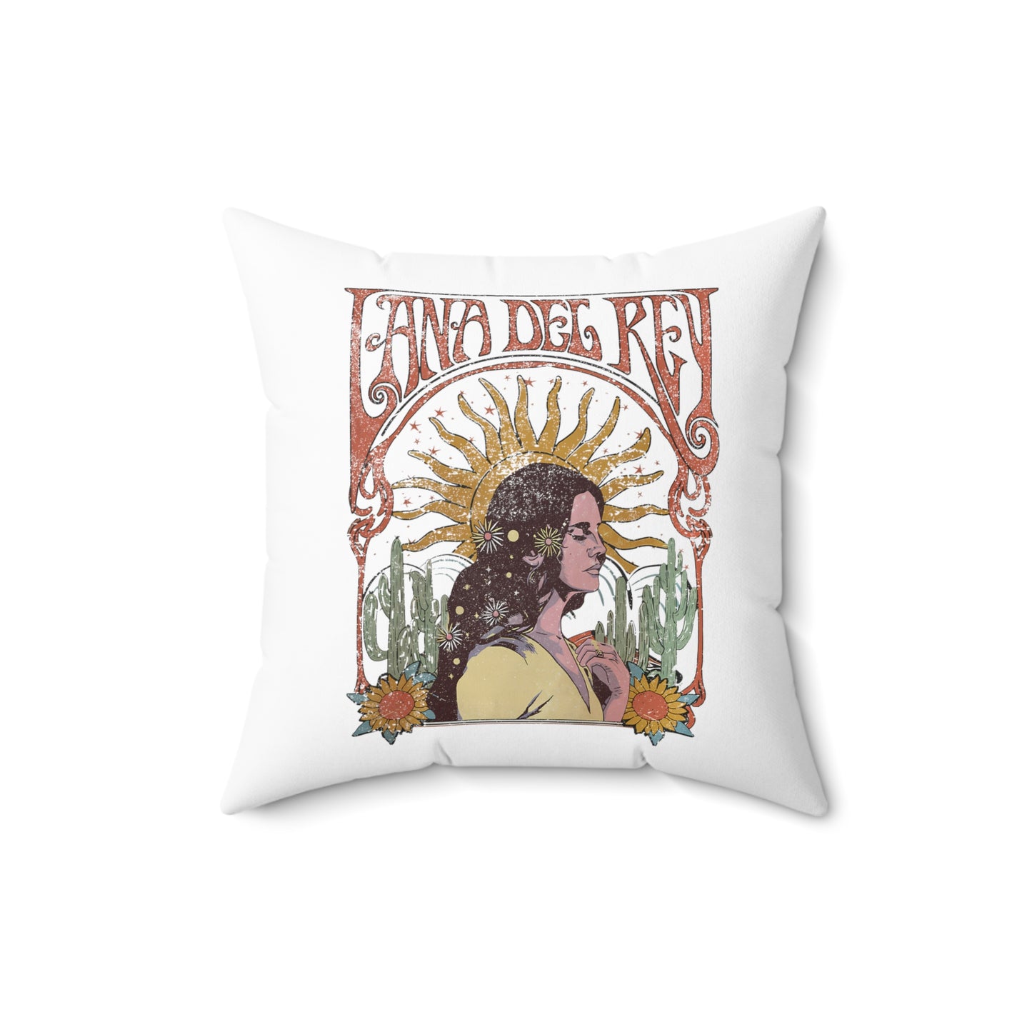 Lana Del Rey Vintage Artwork Spun Polyester Square Pillow