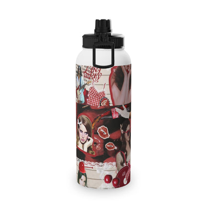 Lana Del Rey Cherry Coke Collage Stainless Steel Sports Lid Water Bottle